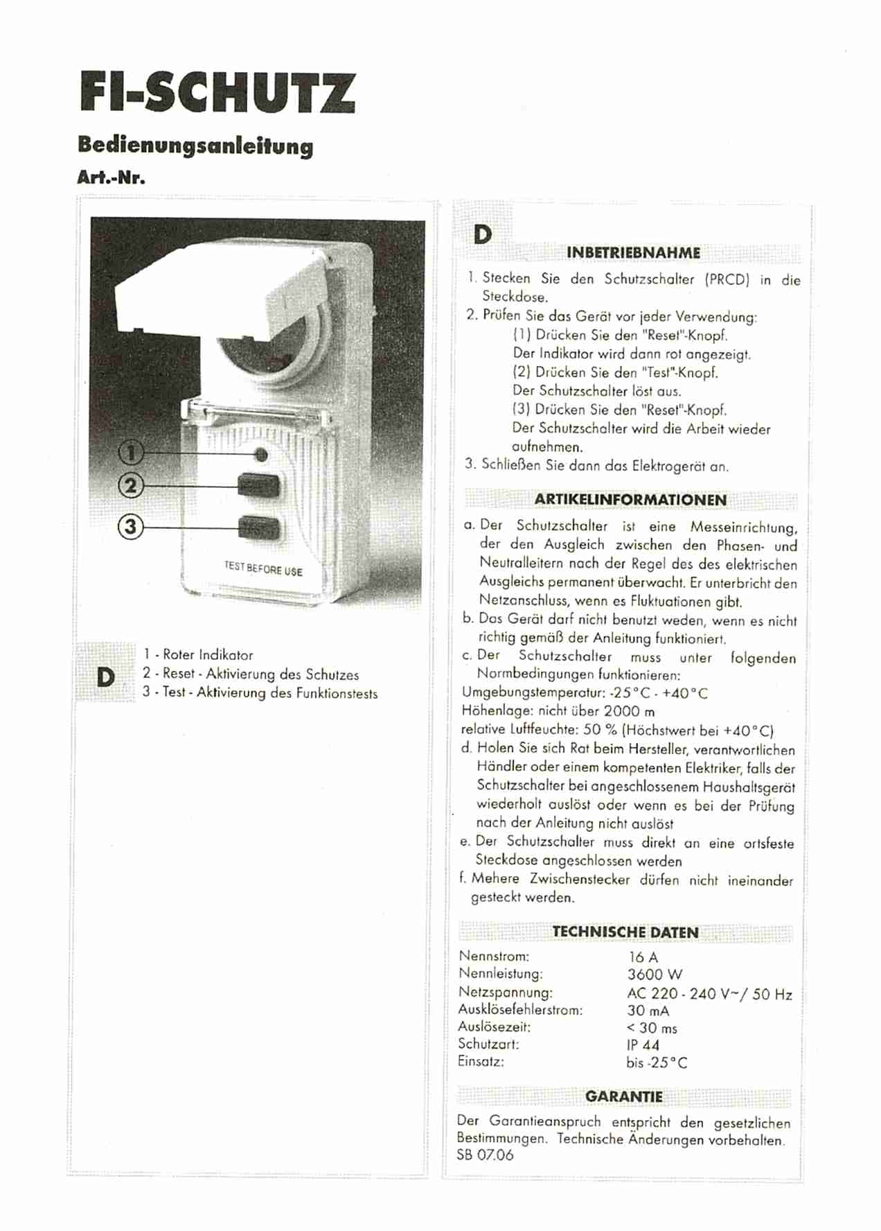 Dachrinnen Heizkabel FI Schutz Stecker Adapter RCD